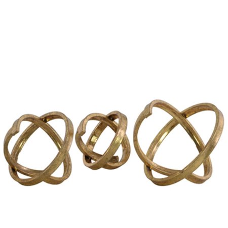 URBAN TRENDS COLLECTION Metal Round Abstract Sculpture Gold Set of 3 39591